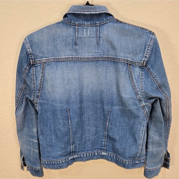 Free People Distressed Denim Blue Jean Jacket - Picture 3 of 10